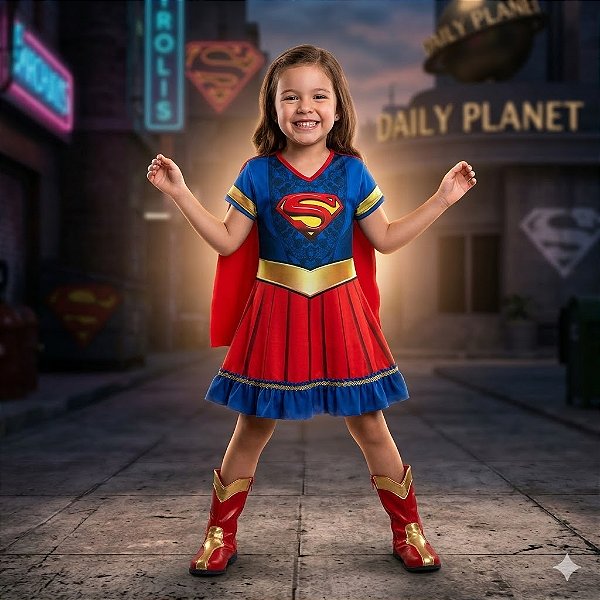 Fantasia Infantil Super Girl Estampada (2)