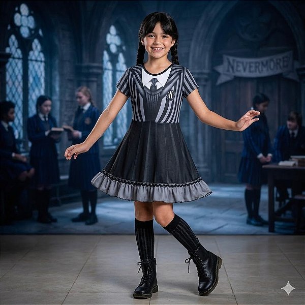 Fantasia Infantil Wandinha Estampada