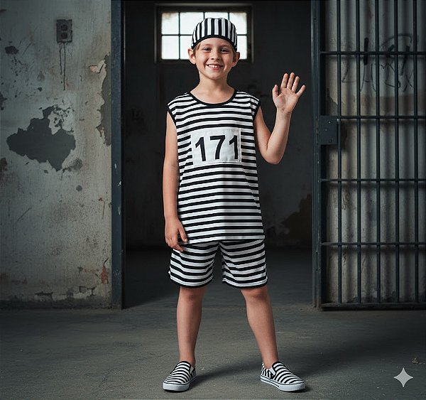 Fantasia Infantil Presidiário Regata Leg