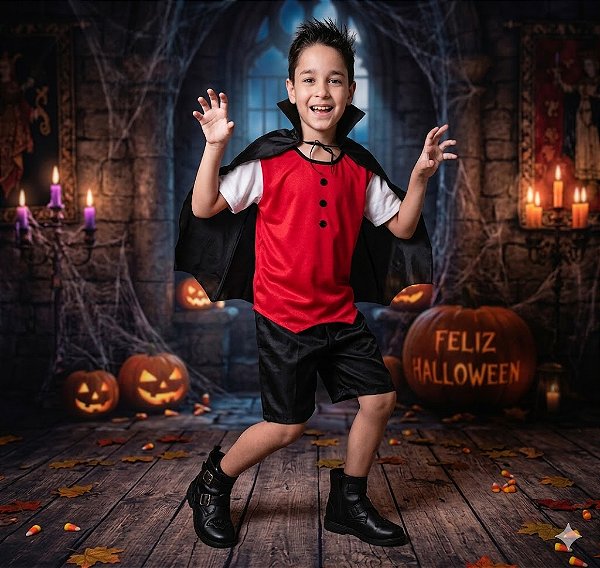 Fantasia Infantil Vampiro Short Leg