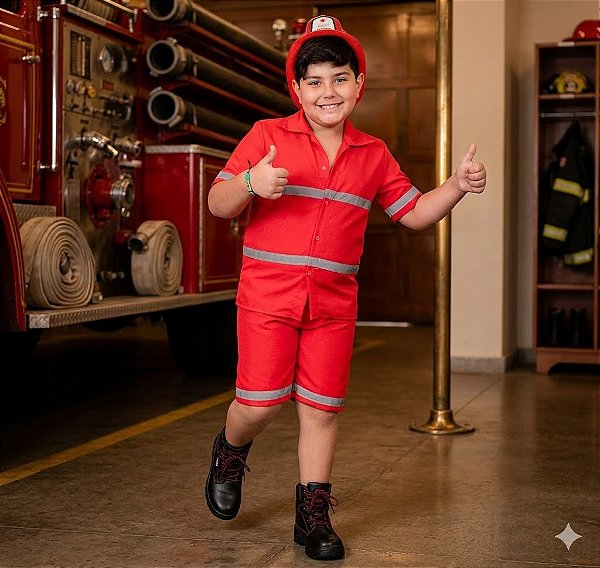 Fantasia Infantil Bombeiro Curto Leg