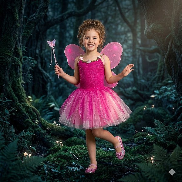Fantasia Infantil Fada Feminina Fan
