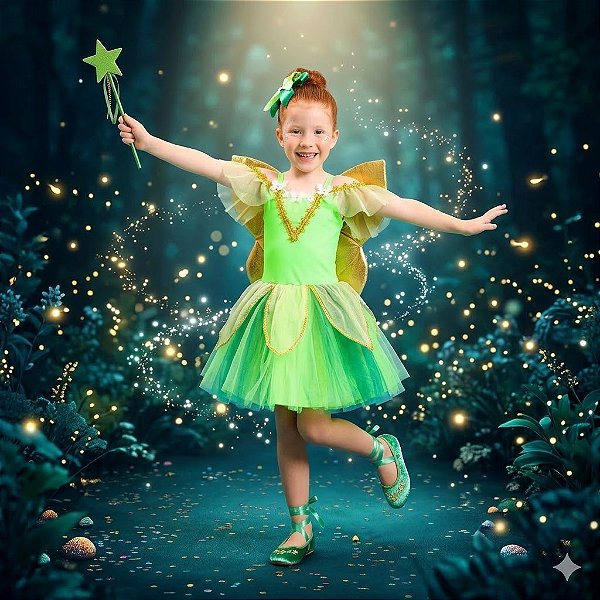 Fantasia Infantil Fada Natureza Feminina Fan