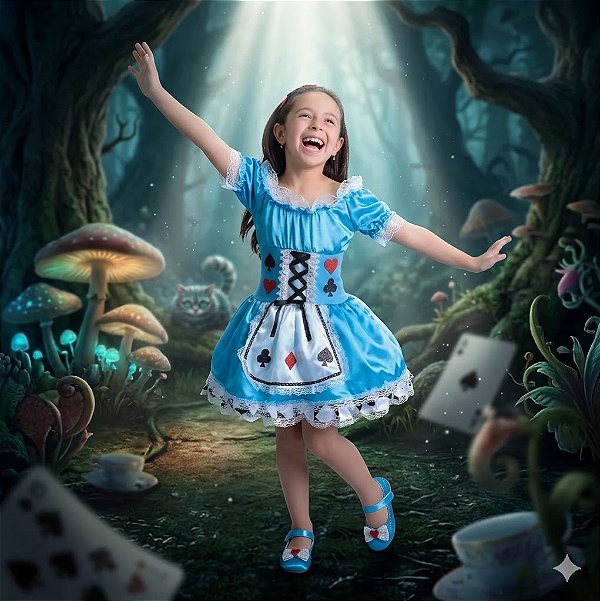 Fantasia Infantil Alice no País das Maravilhas Muv