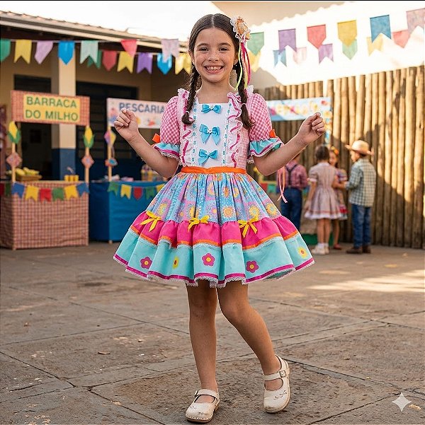 Fantasia Infantil Festa Junina Feminina - Crochê