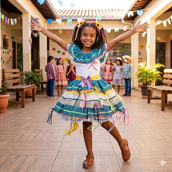 Fantasia Infantil Festa Junina Feminina - Kamille Branco