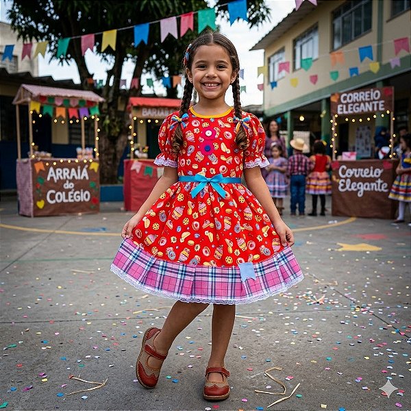 Fantasia Infantil Festa Junina - Xadrez e Doces  BM