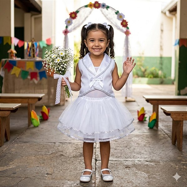 Fantasia Infantil Festa Junina Feminino Noiva Fraque