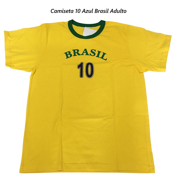 Camiseta 10 Azul Brasil Adulto
