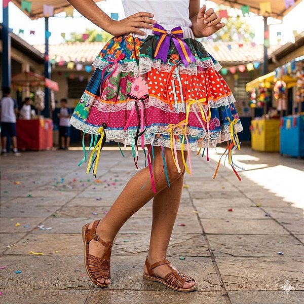 Saia Xadrez Cós Fantek Adulto Festa Junina
