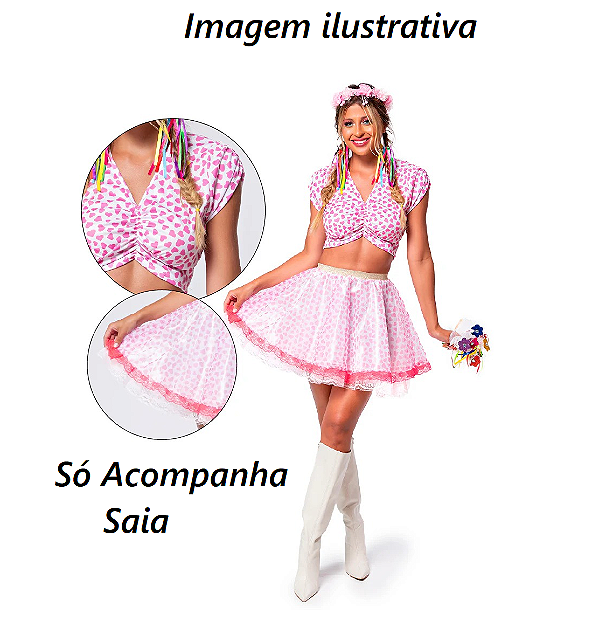 Saia Cupído Junino Corações Adulto