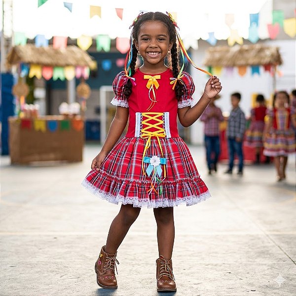 Fantasia Infantil Festa Junina - Laurinha Vermelho