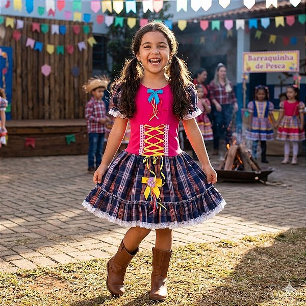 Fantasia Infantil Festa Junina - Laurinha Pink