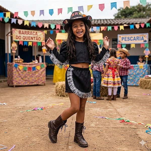 Conjunto Country Infantil Festa Junina Fem 2050 Leg