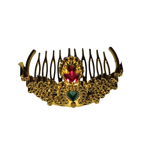 Tiara Mini Coroa de Pente Gota Ouro