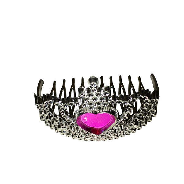 Tiara Mini Coroa Coração Prata