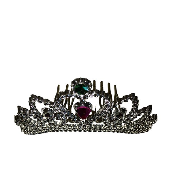 Tiara Média Coroa Coração e Pontas Prata