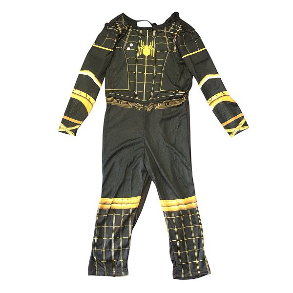 Fantasia Homem Aranha Preto e Amarelo Longo Musculatura (M51)