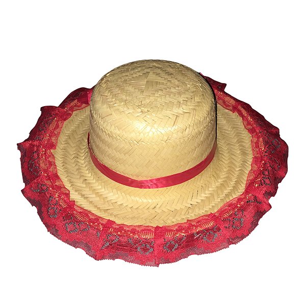 Chapéu Palha Festa Junina Rendas Fem Inf