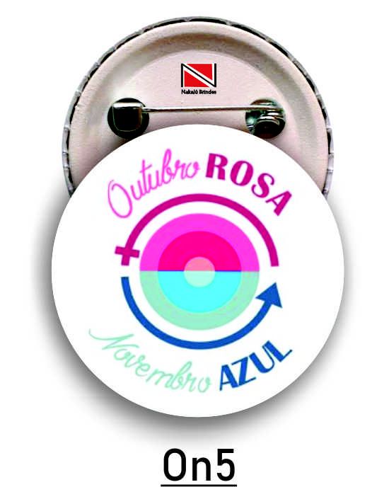 100 Botons Personalizados 5,5 cm Outubro Rosa / Novembro Azul