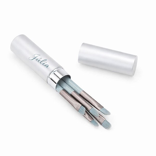 Mini Kit de Pincéis para Maquiagem Personalizado com Estojo de Alumínio - 18879