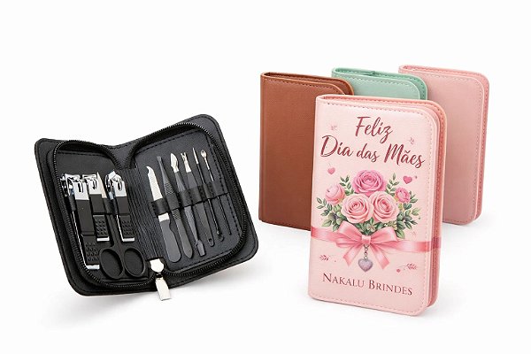 Kit Manicure 10 Peças Personalizado em Estojo de Couro Sintético - 18900