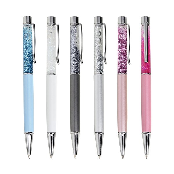 100 Canetas Metal com Glitter Personalizadas 4094