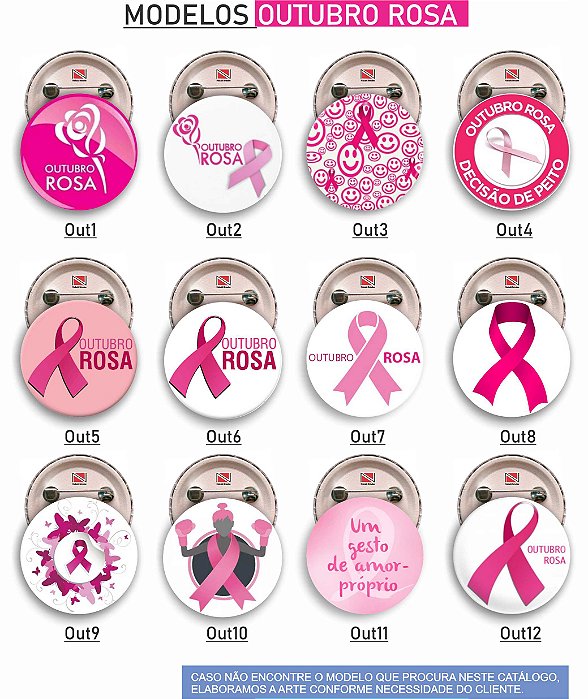 Botons Campanha OUTUBRO ROSA - 5,5 cm - 1.000 peças
