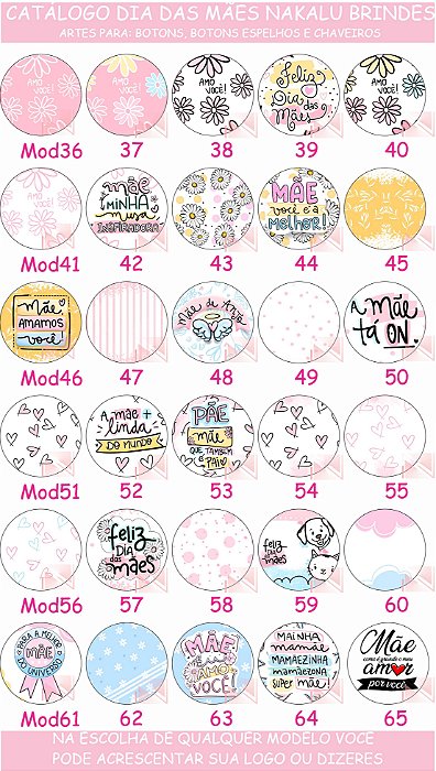 Espelho personalizado - dia das mães 5,5 Cm -50 Peças