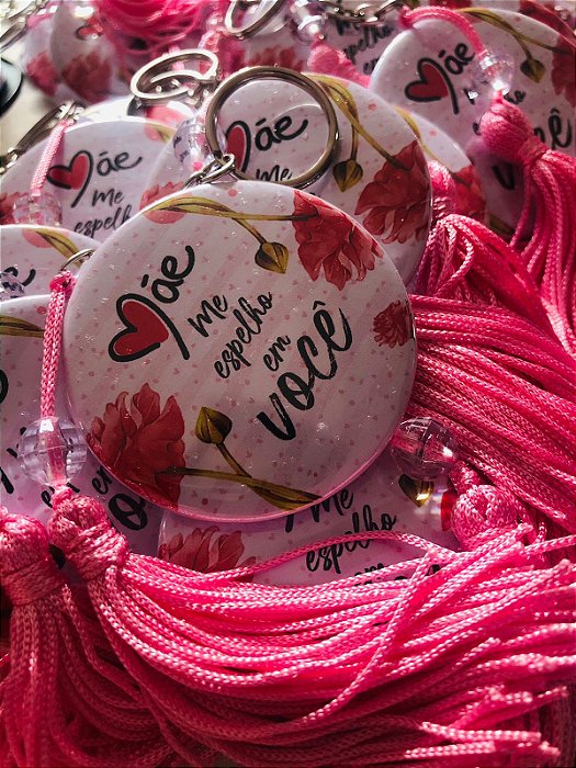 Chaveiro Espelho Personalizado com tassel e Pingente - 1.000 Peças