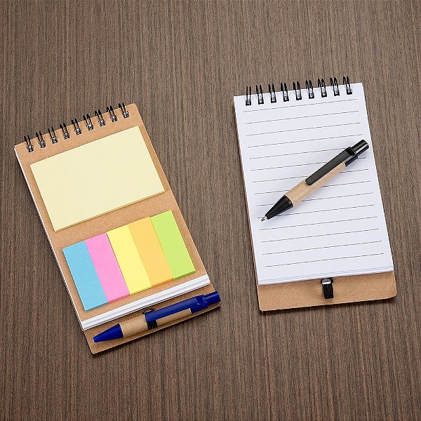 Kit 100 Caderno com Autoadesivo c/Caneta Personalizado 12244