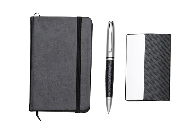 50 Kit Caneta e caderneta tipo moleskine personalizado 10998