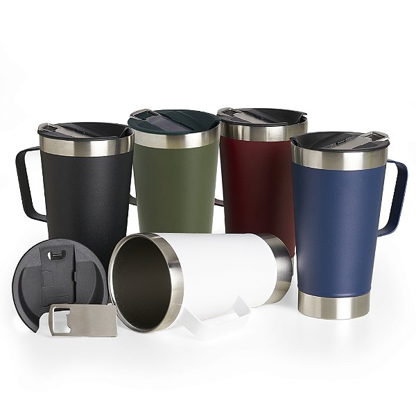 Caneca Térmica Inox com Abridor 500ml Personalizada 04082L