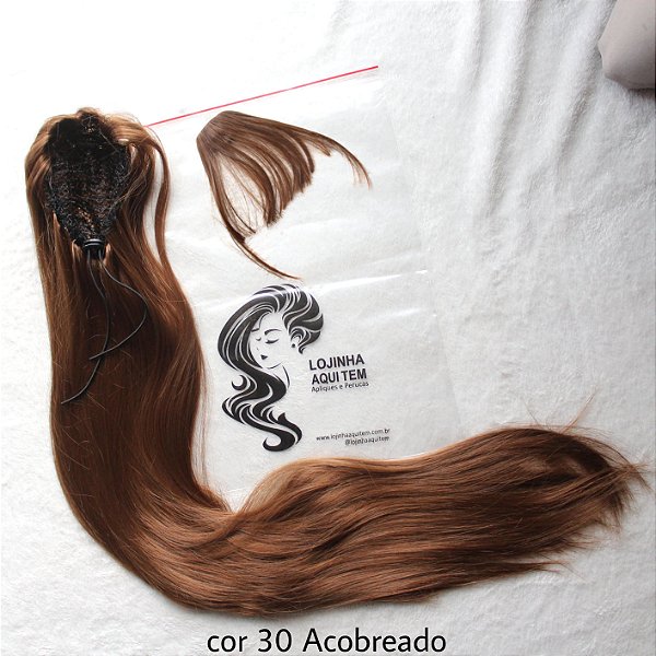 Aplique Rabo de cavalo liso cor 30 acobreado