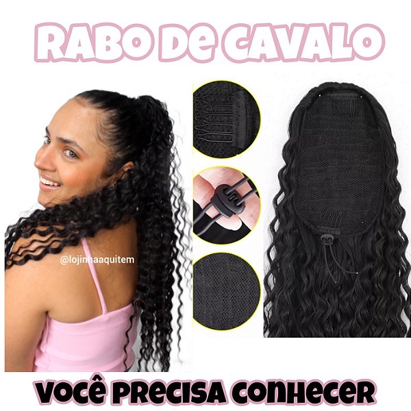 Aplique rabo de cavalo Cacheado COR 1B PRETO