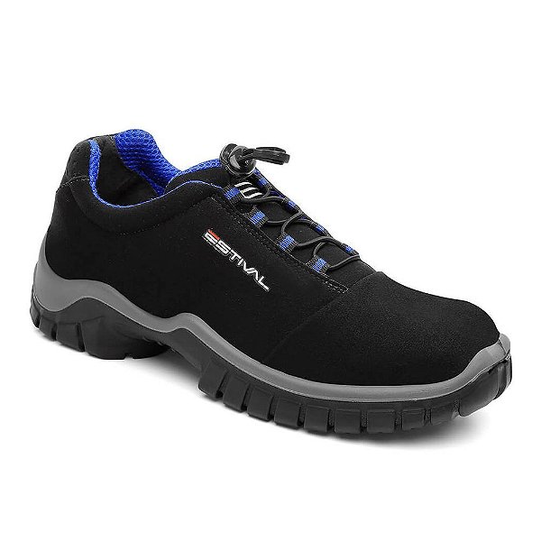 Sapato de Segurança Bico De PVC Estival En1002 Preto/Azul CA 44592