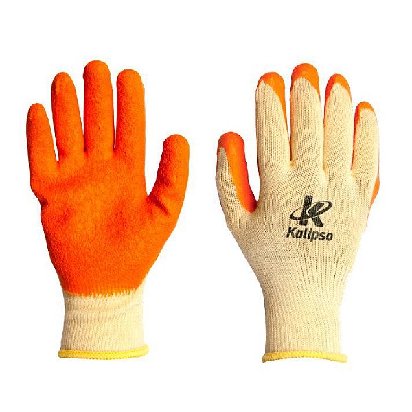 Luva Orangeflex Kalipso Tricotada com Banho Látex Corrugado CA 20858