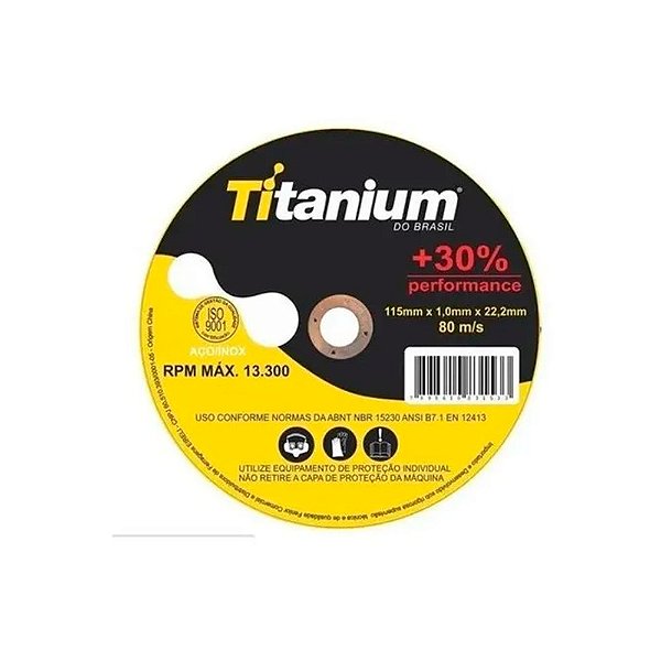 Disco Corte Titanium Linha Premium 115x1,0x22,2mm (pct 10)