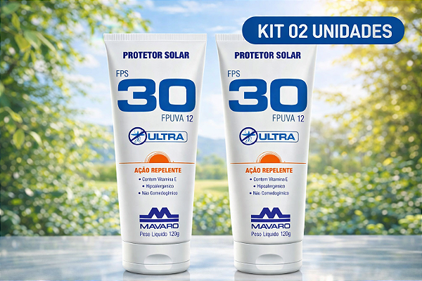 Protetor Solar Mavaro FPS 30 Com Repelente 120G kit com 2 unidades