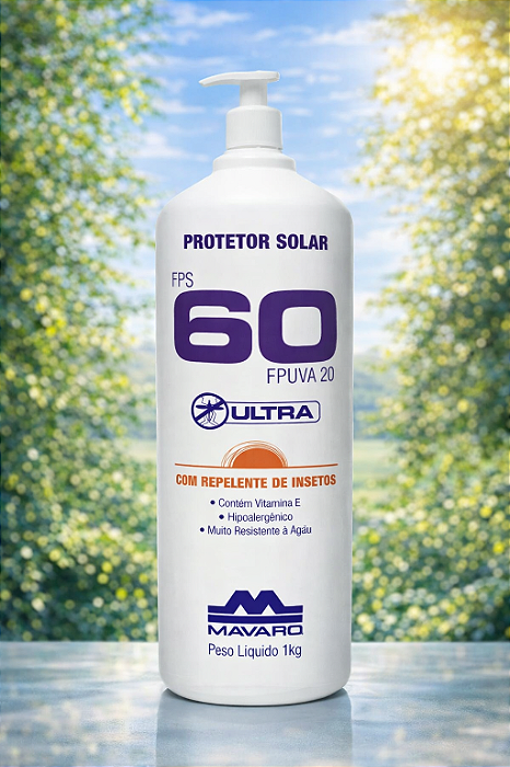 Protetor Solar 60 FPS Com Repelente Mavaro 1 KG