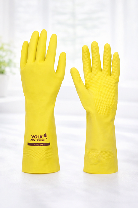Luva Multiuso Látex Amarela Volk CA 10695