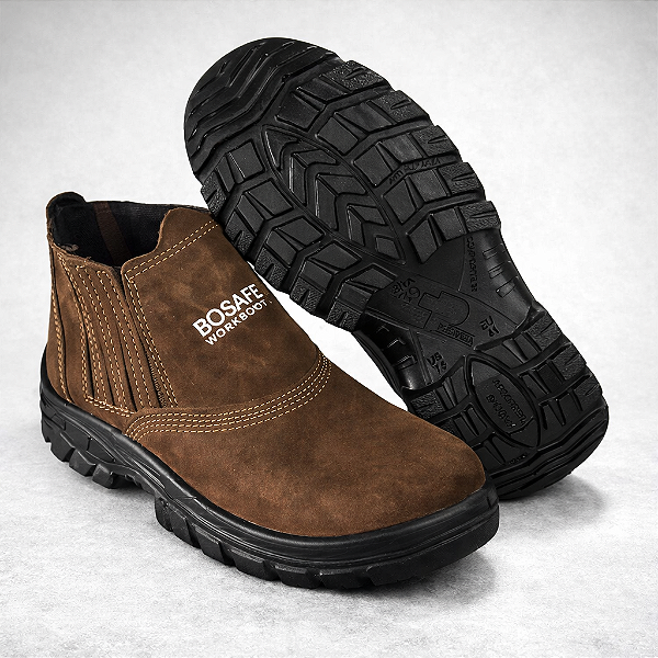 Botina Nobuck Bico PVC PS123 AP Café Ecosafety CA 20214