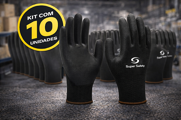 Kit 10 Luvas Multitato Tricotada C/ Pu Epi SS1003 Super Safety