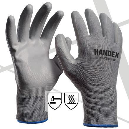 Luva Têxtil Nitrílica Cinza Poli Nitrilo Handex CA 46615