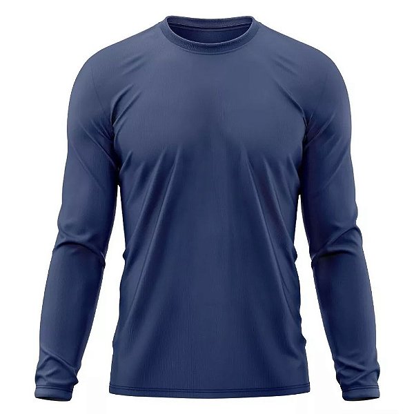 Camiseta Térmica Proteção Solar UVA e UVB Azul Marinho