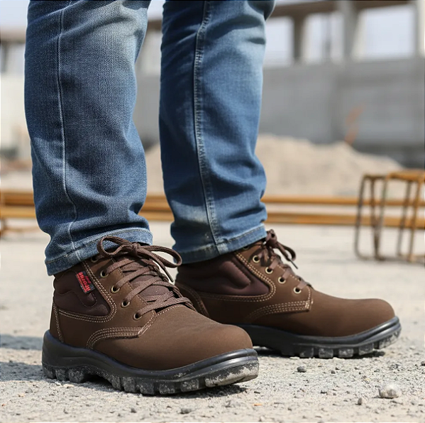 Botina Bico de PVC Nobuck Bidensidade Café Dragon