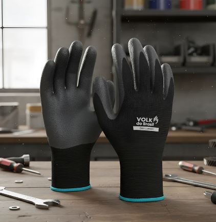 Luva Segurança Proteção Grip Comfort Volk Látex Ca38293
