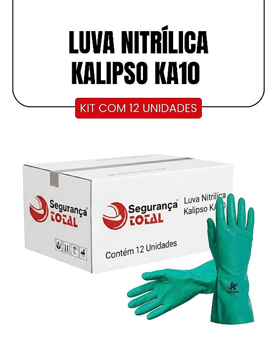 KIT Luva Nitrílica Kalipso KA10 12 UNIDADES