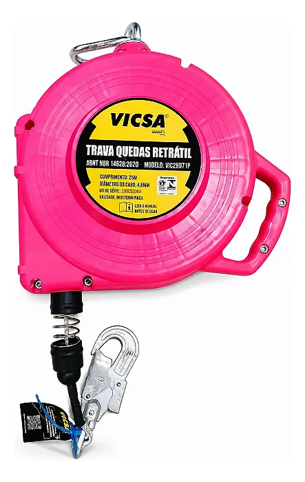 Trava Quedas Retrátil Vicsa Cabo Aço Galvan. 25mts Vic29071p 25m