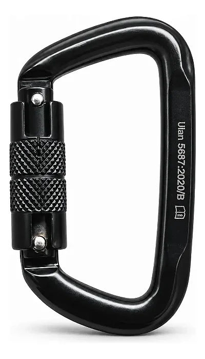 Mosquetao Tipo D Preto Trava Automatica Aco 50kn